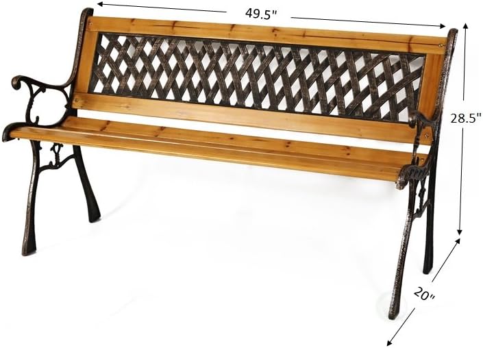 Gardenised QI003462L Patio Garden Park Yard 49" Outdoor Wooden Bench, Brown : Patio, Lawn & Garden