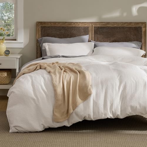 Bedsure Luxury Waffle Duvet Cover Queen Size -...