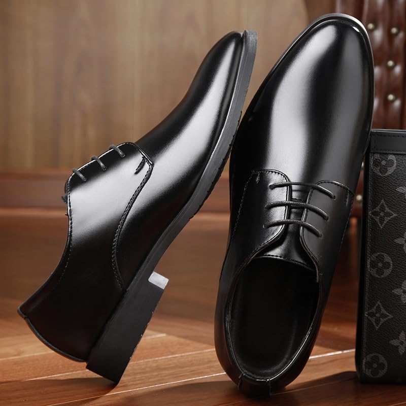 Men's Dress Formal Shoes Lace Up Patent Leather Wingtip Business Working Office Non Slip Rubber Sole Anti-Slip Shoe4