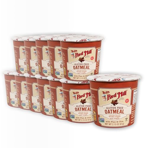 Image of Bob's Red Mill GF Oatmeal Cup, Maple & Brown Sugar, 2.15 Ounce Cup (Pack of 12) - Non GMO, Whole Grain, Kosher