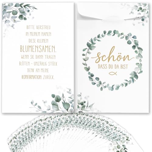 COMOOKA Gastgeschenke Konfirmation 50 Stück Samentütchen Konfirmation Geschenk für Gäste Mini PapiertütenTüten Klein Geschenktüten Mini Deko Tischdeko