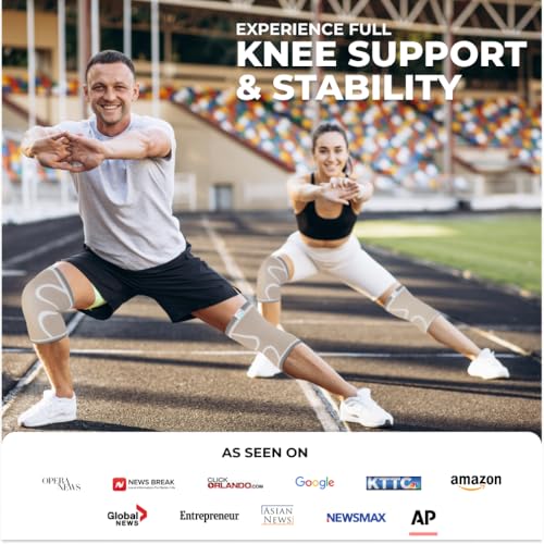 Image of MODVEL 2 Pack Knee Brace | Knee Compression Sleeve for Men & Women | Knee Support for Running | Medical Grade Knee Pads for Meniscus Tear, ACL, Arthritis, Joint Pain Relief.