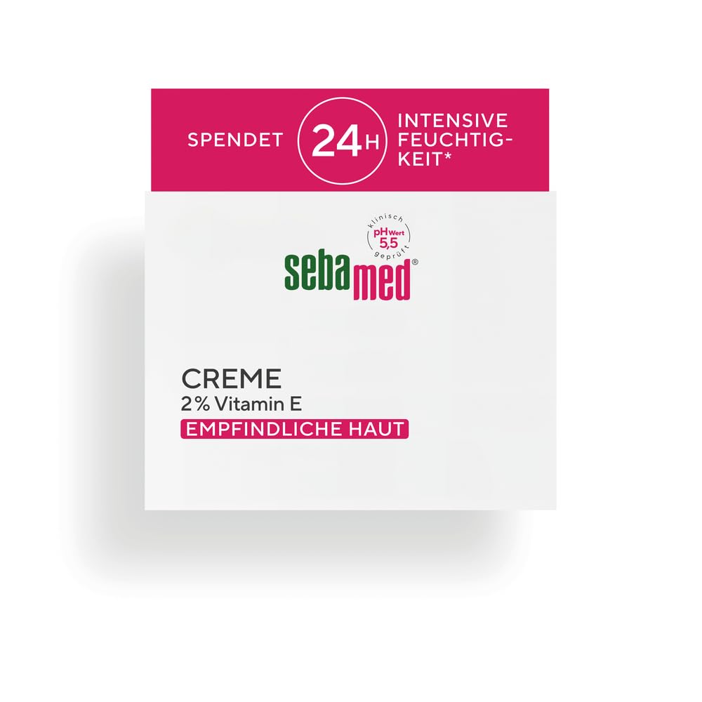 Sebamed Gesichtscreme Vitamin E 75ml, Feuchtigkeitscreme, Gesichtspflege hilft Feuchtigkeit zu speichern, Schutz vor UV-Strahlung + vorzeitiger Hautalterung, spendet 24h Feuchtigkeit, Damen und Männer