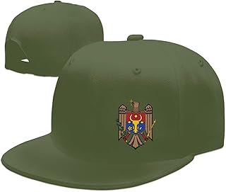 Rqwaaed Coat of Arms Moldova Hats for Men and Women Flat Bill Baseball Cap Adult Adjustable Trucker Cap Moss Green