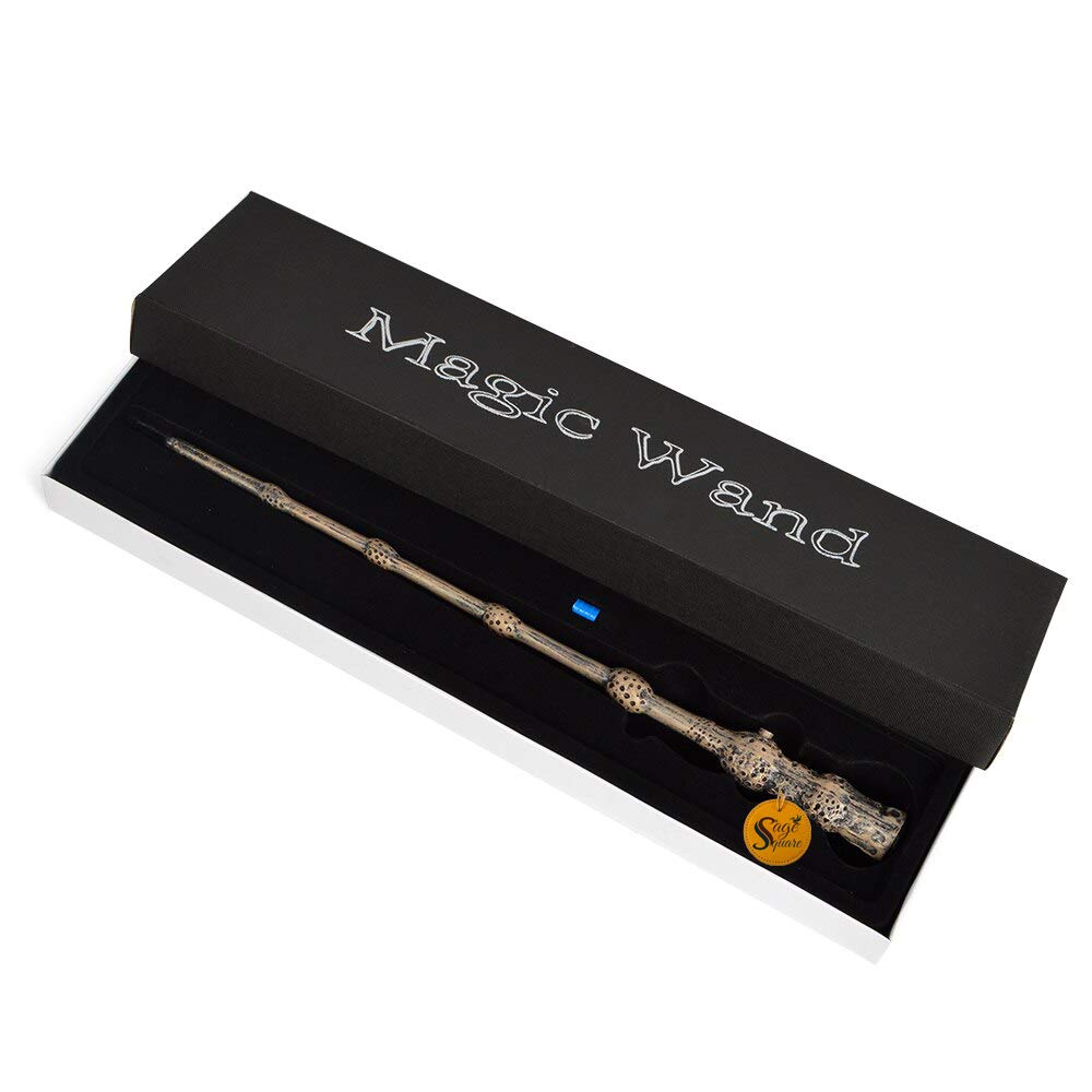 Sage Square Handcrafted Classic LED Illuminating Dumbledore Wood Magic Wand, Wizard Lighting Tip Stick Collectible, Cosplay Accessory (34 CMs Long, Multicolour)