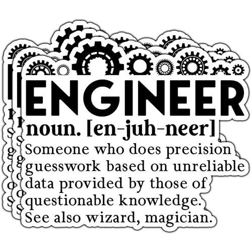 (3Pcs) Engineer Definition Someone Who Does Precision Sticker Funny Engineer Engineering Stickers Humor Decorate Waterproof Vinyl Decal For Laptop Water Bottle Phone Tumbler Notebook Size 3x2.6 Inches