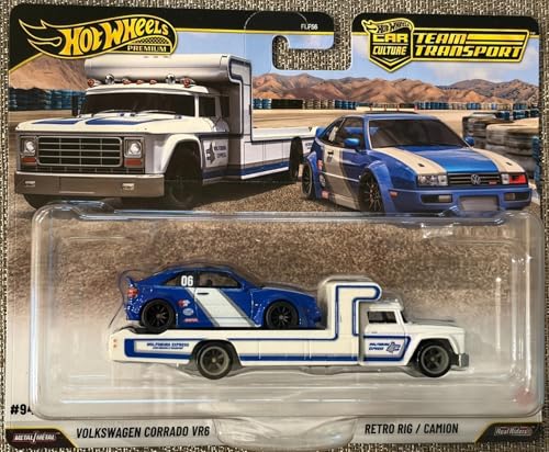 Image of Hot Wheels Team Transport Volkswagen Corrado VR6 & Retro Rig, Celebrates Racing Experience & Car Culture, Vehicles, 1:64 Scale Car & Transport, Gift for Race Fans & Toy Car Collectors