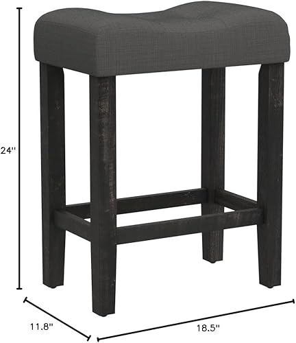 Miniatura 3 de Roundhill Furniture Sora - Taburetes de silla de montar con botones, altura de mostrador, juego de 2, color gris