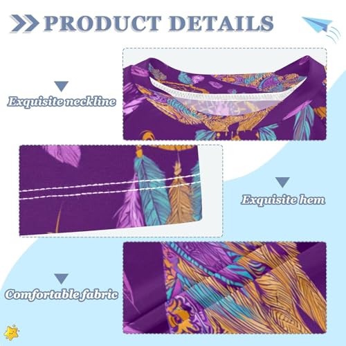 Boys Short Sleeve T-Shirts Dream Catcher Wolf Ethnic Rashguard Kids Swim Shirts Sun UPF 50+3