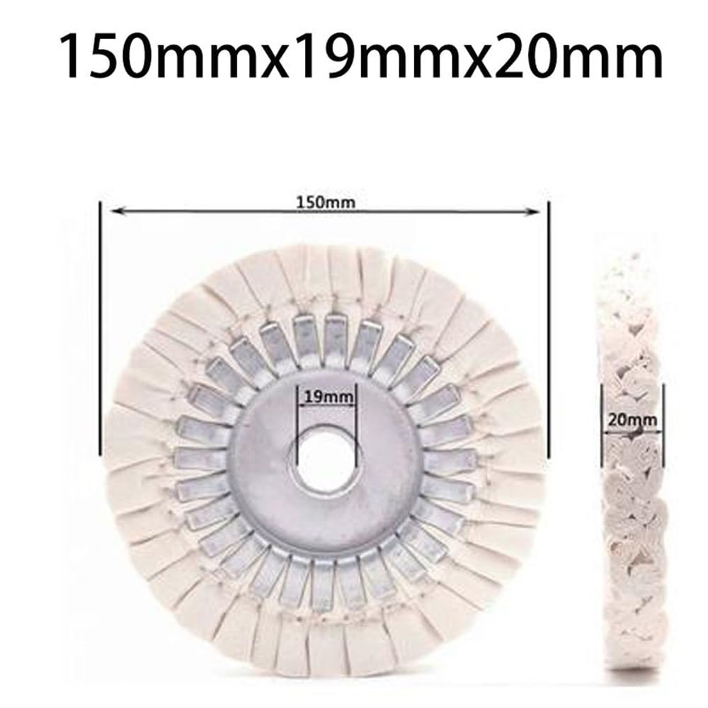 150 mm bawełniana tarcza polerska – wysokiej jakości tarcza polerska z czystej bawełny do zastosowań w obróbce drewna i motoryzacji(150x19x20mm)