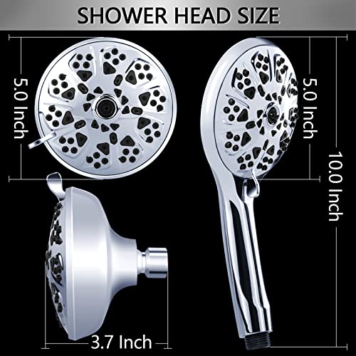 Shower Head With Handheld, Briout 10 Settings High Pressure Rain Shower Head Combo With Hose/Holder - Enjoy Powerful Double Showerhead Spray Separately Or Together, Chrome #TOP4
