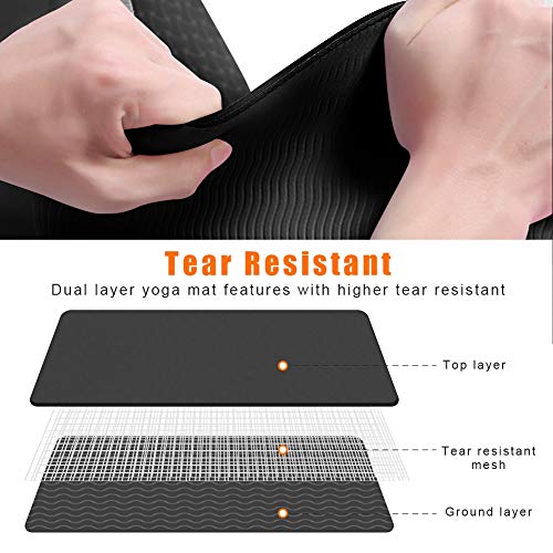 StillCool Gymnastiekmat, ftalaatvrij, antislip, hoogwaardige trainingsmat, pilatesmat en fitnessmat met draagriem, ideaal voor sport, outdoor, fitness en yoga, thuis, 183 x 61 x 0,6 cm - Image 4