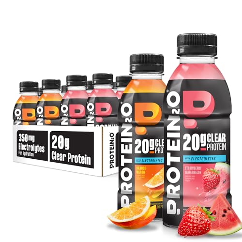 Image of Protein2o Hydration Drink - 2-in-1 Liquid Clear Whey Protein Isolate and Electrolyte Drink - 20g Protein, Vitamins B5, B6 - Post-Workout Recovery - 16.9 Fl Oz - 12 Count Variety Pack