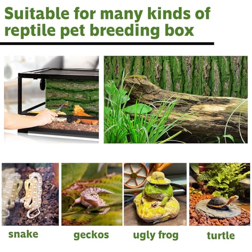 Image of 15.75x11.81in Reptile Terrarium Cork Background,Bearded Dragon Tank Bark Backdrop Wall Decor with Artificial Moss for Gecko Lizard Tortoise Frog Chameleon(1Pcs)