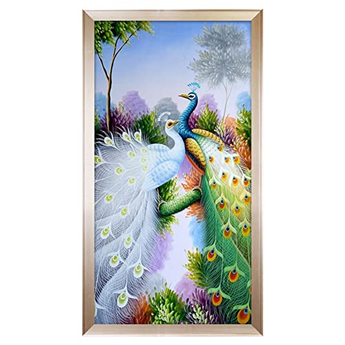 Peinture Diamant Paon Grande Taille 80x160cm pour Décoration Salon