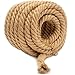 awagas 20mm Decking Twine Jute Rope Cord, 15m/ 49 Feet Thick Hemp Rope, 4-Strand Natural Heavy Duty Twisted Manila Hessian Cat Haulage String for Bundling Wall Hanging Gardening