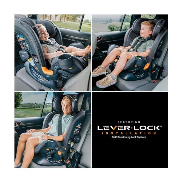 Chicco-OneFit-LX-ClearTex-All-in-One-Car-Seat-with-LeverLock-Installation-Slim-Design-Convertible-Car-Seat-Seat-for-Infants-and-Children-5-100-lbs-EbonyBlack