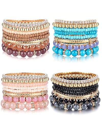 Image of MILACOLATO 4 Sets Boho Stackable Bracelets for Women