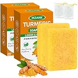 MZANK 2 Pack Kojic Acid Soap,Dark Spot Remover Turmeric Soap Bars Brightening & Moisturizing with Collagen,Vitamin,Hyaluronic Acid,Retinol,Shea Butter,Tumeric Soaps for Face Body All Skin Types