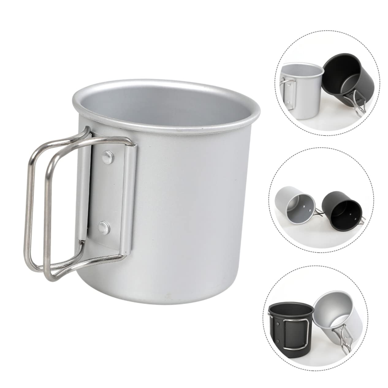 KOMBIUDA 4 Stücke Elegante Tragbare Wasser Tasse Aluminium Legierung Camping Tasse Klapp Griff Für Wandern