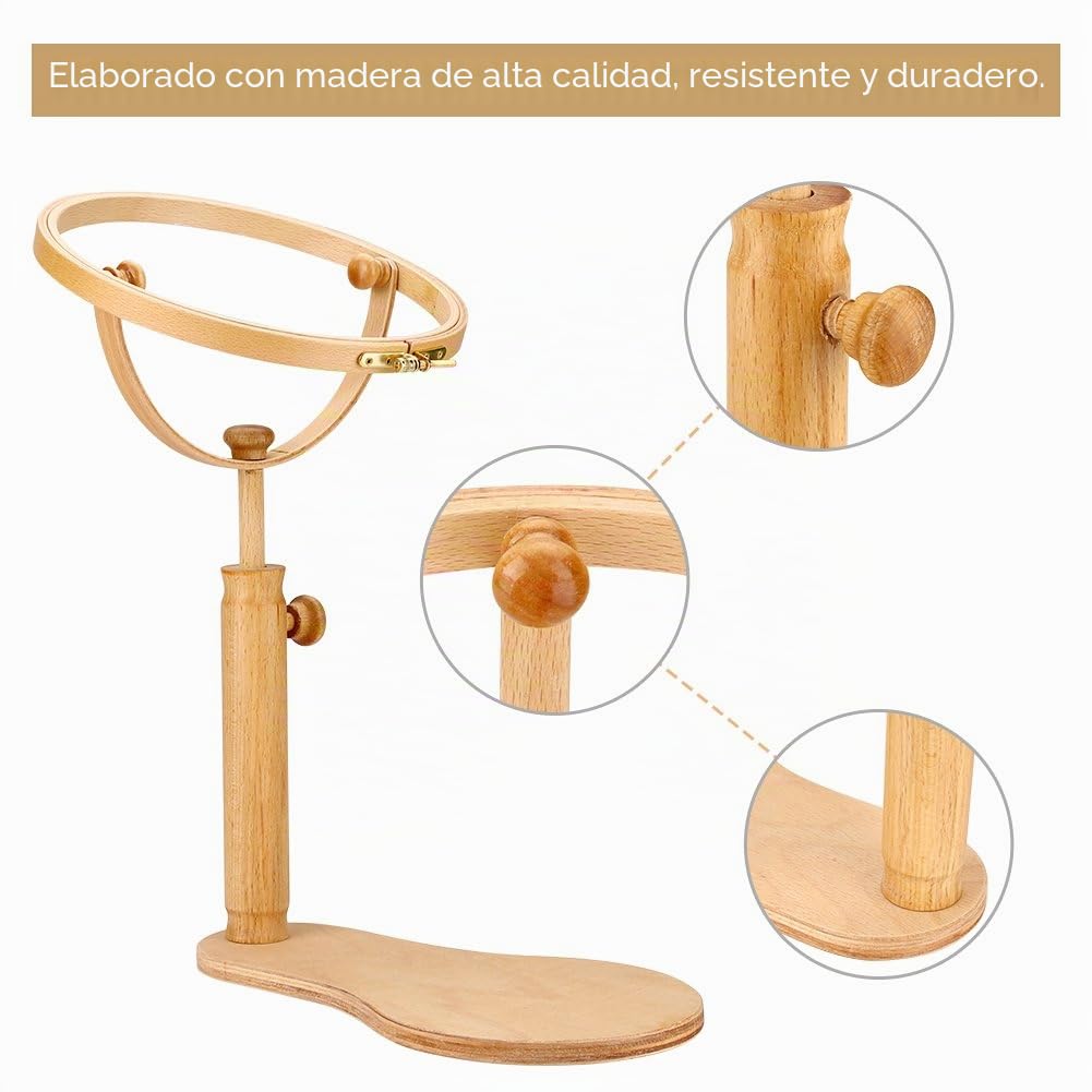 Fdit Soporte De Bordado Bastidor Aro Portátil Bordado En Madera Y Puntada Cruzada Marco De Aro Herramientas De Costura Ajustables(1)