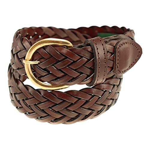 Thomas Bates Women's Ashley Thin Braided Woven Italian Leather Belt