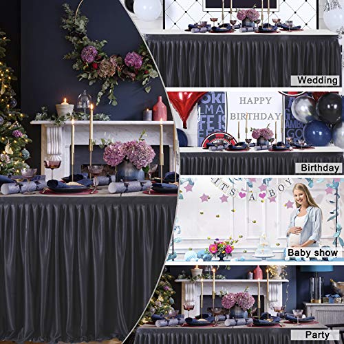 6Ft Black Tutu Table Skirt For Rectangle Tables,Polyester Pleated Ruffle Table Skirt Cloth For Birthday Party, Wedding,Baby Shower, Banquet,Dessert Table #TOP4