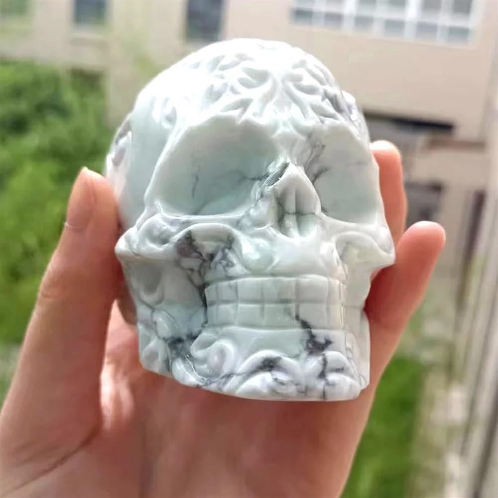 RVBLRDSE Crystal Skull Red White Hand Engraved Home Decor Gift Gemstone Stone