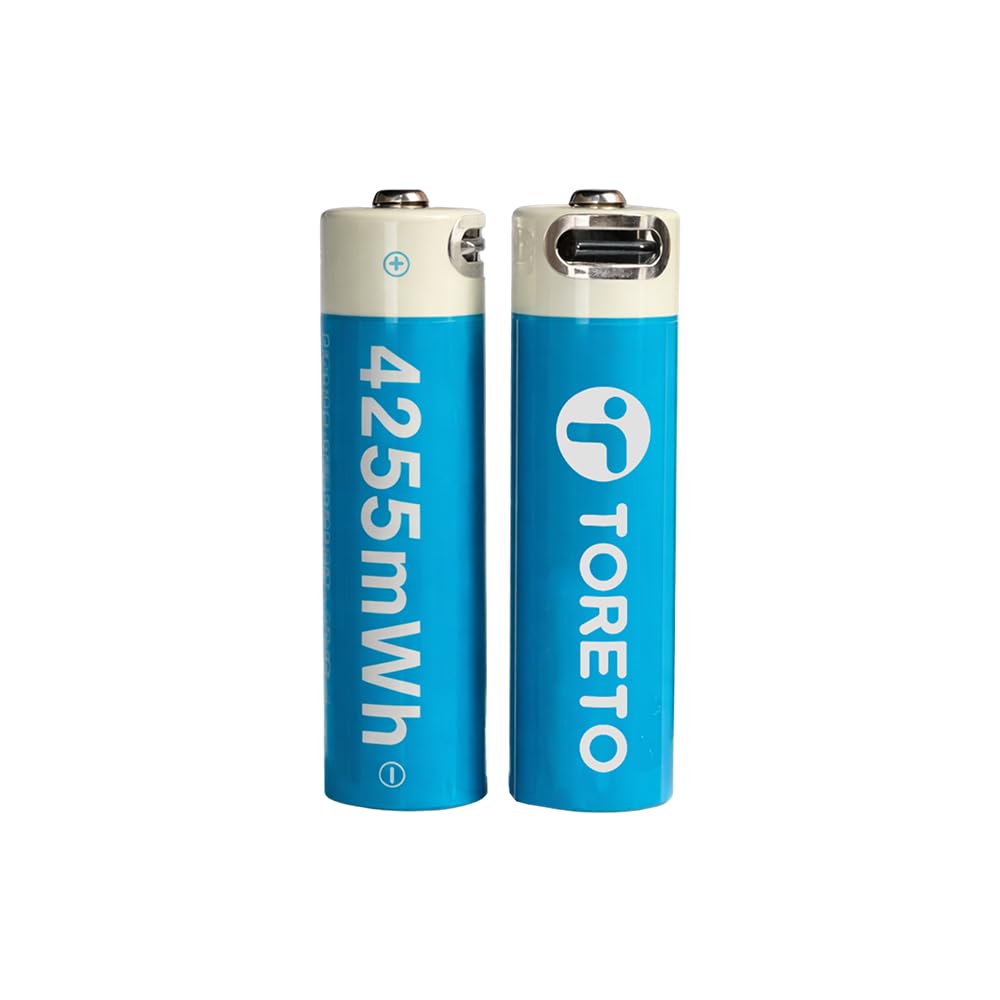 Toreto Pulse AA USB-C Rechargeable Li-ion Battery 4255mWh (2 Pack) with Constant 1.5V Output, 2.5A High Discharge, Direct Type-C Charging, 1000+ Cycles, Leak-Proof Design-image-26