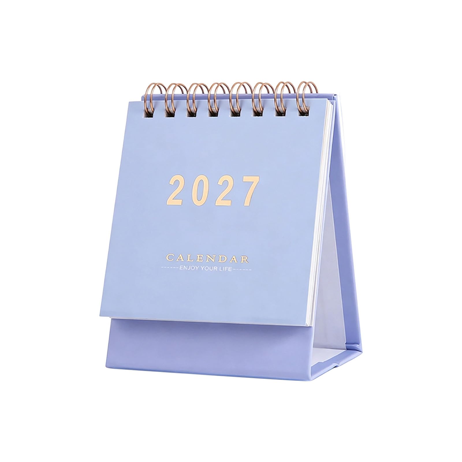 Mini Desk Calendar, January 2027 until Dec 2027 12 Months Small Standing Flip Desktop Calendar Twin-Wire Binding, Desk Calendars Notes Compact Planner for Home School Office，Purple