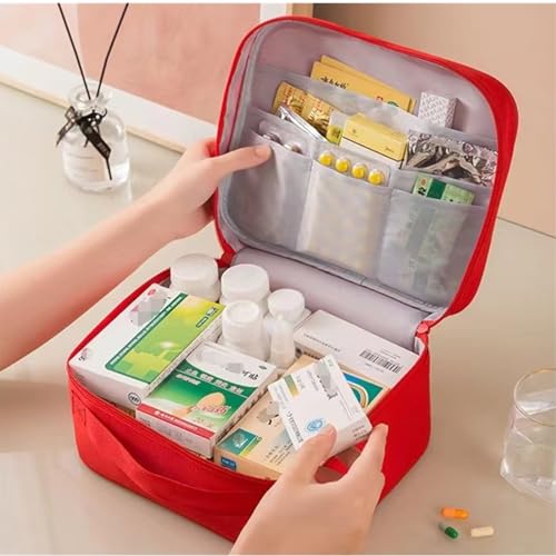 Image of Red First Aid Bag Empty 1st Aid Bag Medical Travel Case First Responder Emergency Storage Compact Medicine Bags for Car Home Office Kitchen Sport Outdoors (Yellow)