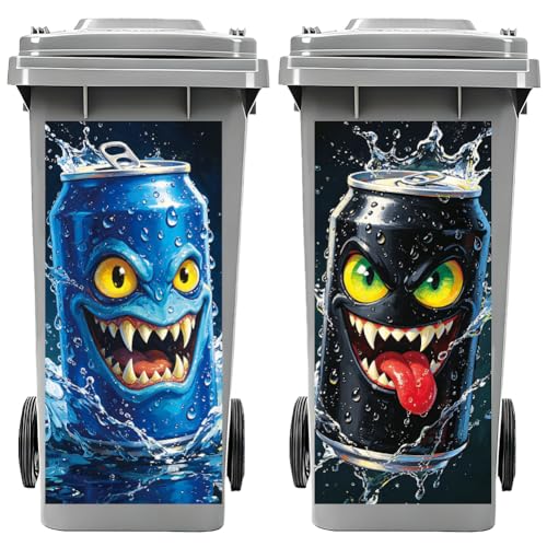 Peacoblue 2 hojas de calcomanías adhesivas para cubos de basura con ruedas, 15 x 32 pulgadas, impermeables, grandes envolturas para basura, contenedores, neveras, puertas, paredes, jardín, exteriores