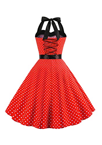 YMING Vrouwen Slim Fit Audrey Hepburn Jurk Zomer Mouwloze Jurk Festival Party Halter Hals Jurk - Image 4