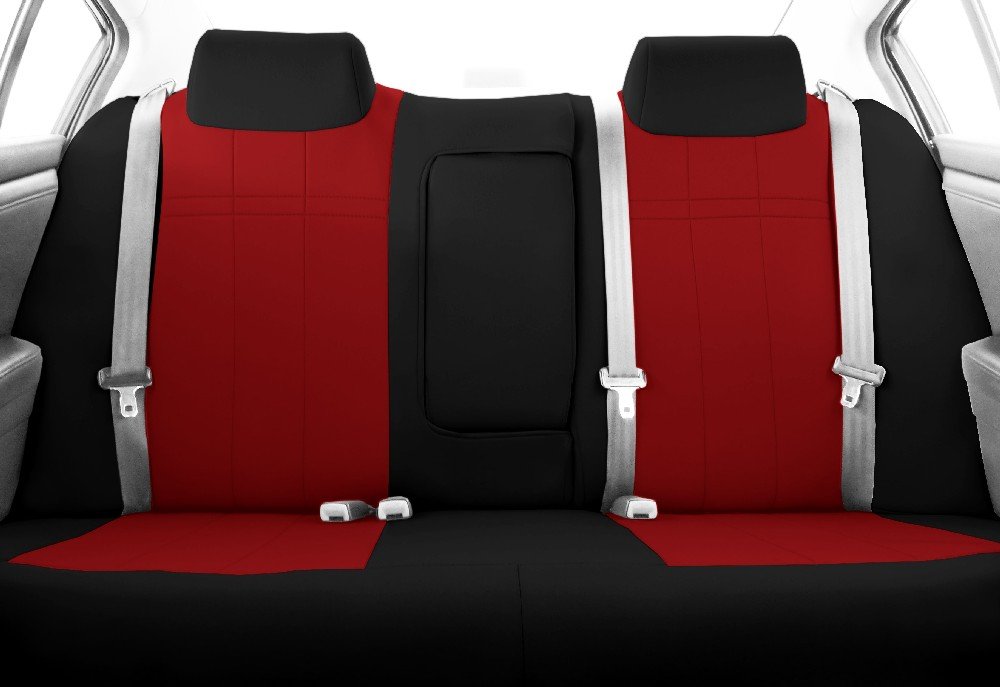 CalTrend Rear 40/60 Split Back & Solid Cushion Seats, NeoSupreme Seat Covers for 2013-2018 Kia Optima Red Red Insert with Black Trim