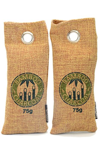 Preisvergleich Produktbild MountainGoods NATÜRLICHER Lufterfrischer Bambus (2 STÜCK) / Lufttrockner / Luftreiniger für Schlafzimmer, Küche, Schuhe, Bad, Kühlschrank, WC, Auto, Kleiderschrank, 2x75g Aktivkohle (Braun) Original