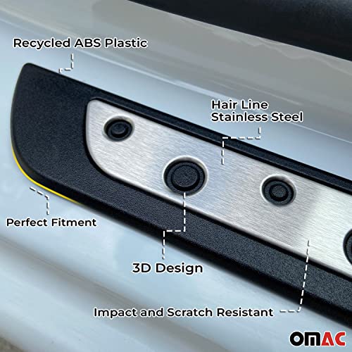 Omac Automotive Interior Accessories Stainless Steel & Plastic Scuff Plate Chrome Door Sill | Car Door Entry Guards | Step Protector Steel 4 Pcs. Fits Jeep Compass #TOP6