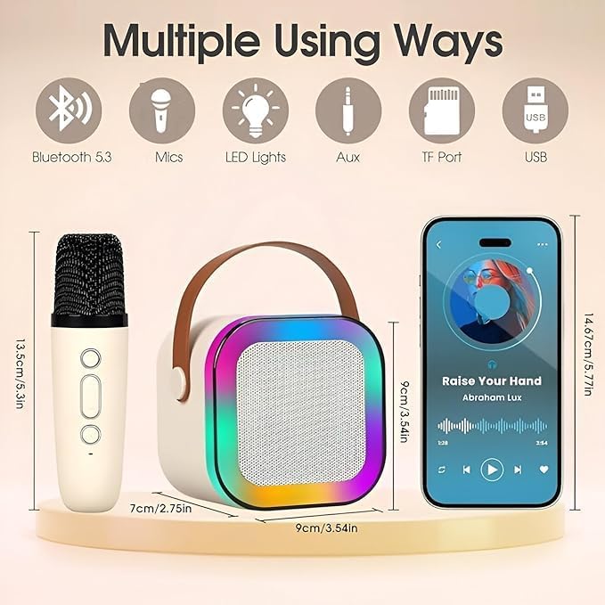 Image of Bestie toys Rechargeable Wireless Mini Portable Bluetooth Karaoke Machine | Bluetooth Speaker with Microphone & LED Lights - Kids Music Singing Toys for Girl Boy(Multi-Color)
