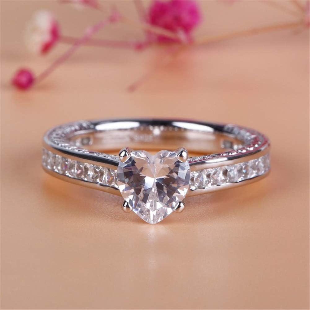 Jeulia 2 Carat Single Stone Wedding Ring Heart Cut Engagement Ring 925 Sterling Silver Cubic Zirconia Eternity Rings Anniversary Promise Valentine Gift