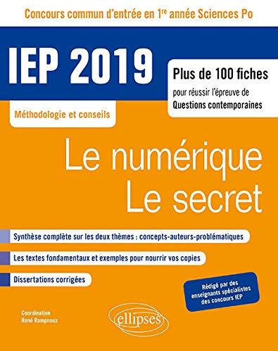Télécharger Concours commun IEP 2019. Plus de 100 fiches pour réussir l'épreuve de questions contemporaines - Livre PDF Gratuit