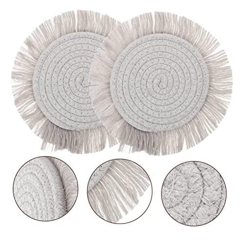 Napperon en tissu coton gris Cabilock au tissage raffiné - 7