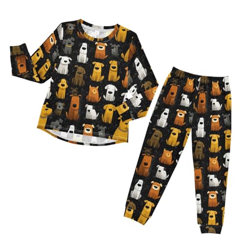 Long Sleeve Pajama Set for Girls Boys Kids,Dogs Pattern Cute Puppies Comfy Nightwear Soft Loungewear,Family Matching PJs Underwear Set 6T