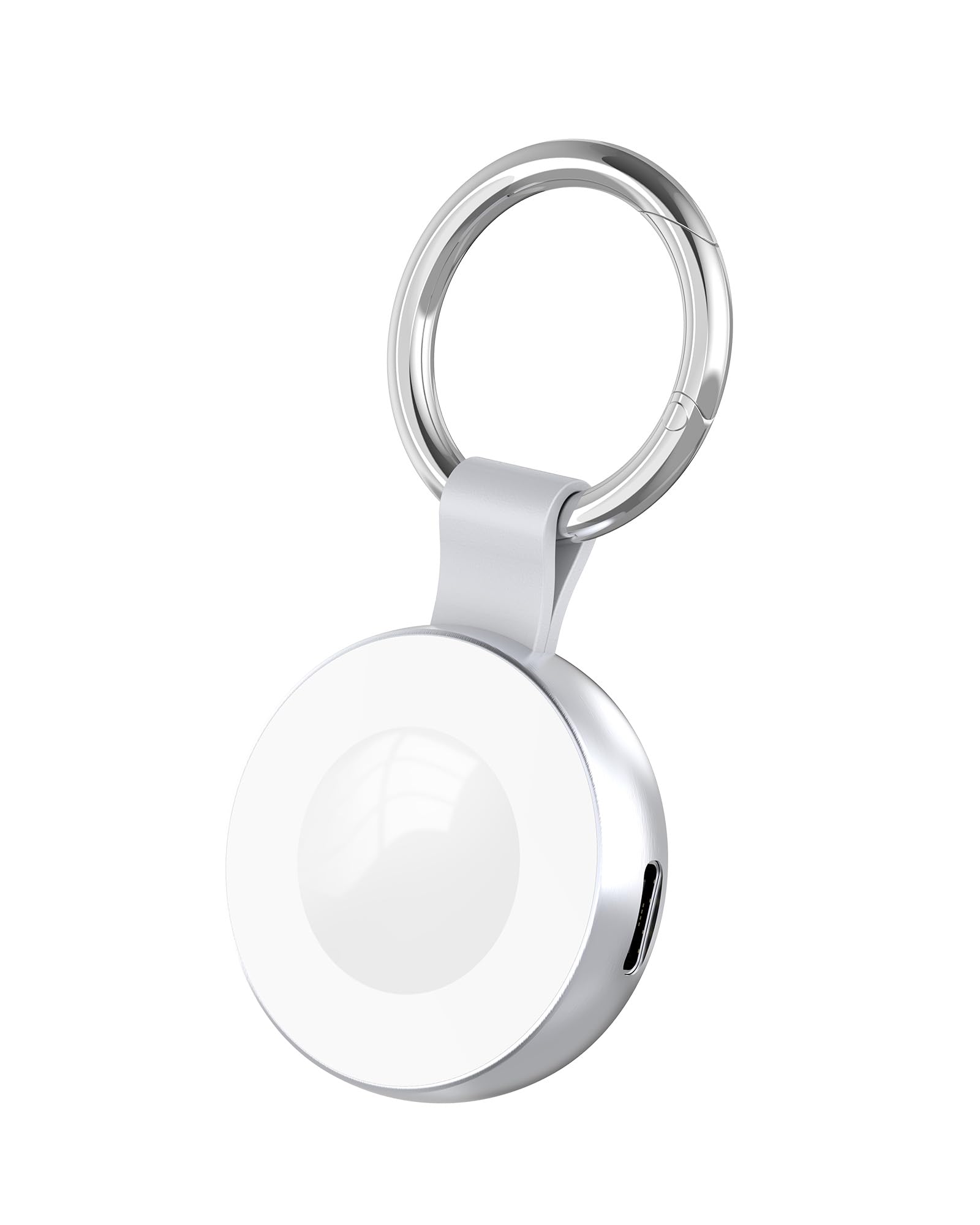 USB C Ladegerät mit Schlüsselanhänger für Apple Watch - imodomio Tragbare Ladestation für iPhone Ladekabel/USB c Kabel, kompatibel mit Apple Watch 11–2 Series/Ultra 3 / Ultra 2 / SE 2 / SE 3(Silber)