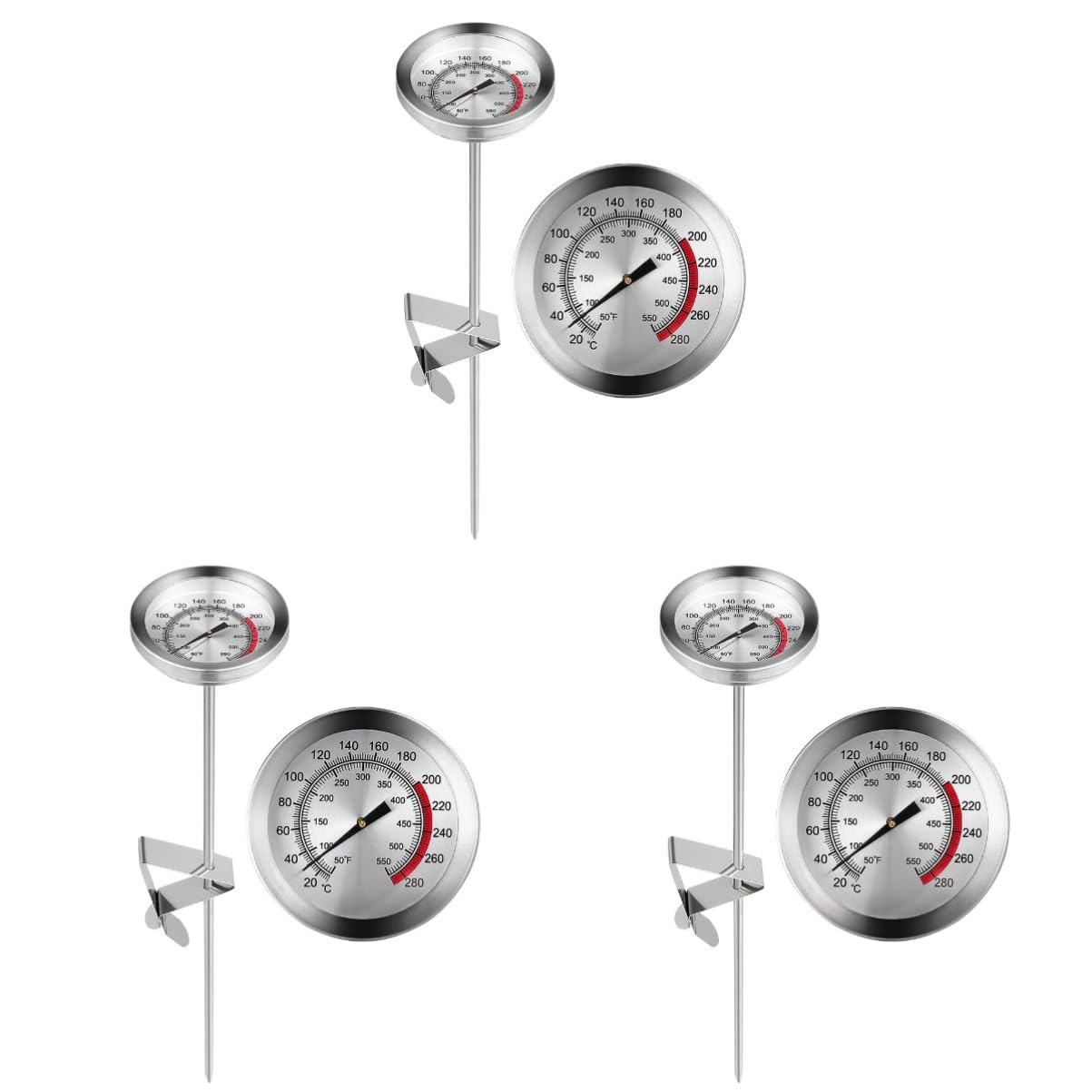 TOPBATHY 3 Pz Termometro Sonda Di Temperatura Di Cottura Barbecue Misuratore Di Temperatura Della Carne Sonda Di Temperatura In Acciaio Strumento Di Misura Fritto In Acciaio Inossidabile