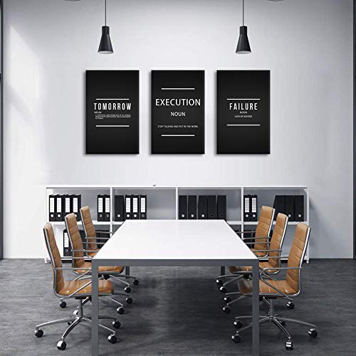Kalawa 3 Pieces Tomorrow,Execution,Failure Verb Motivational Wall Art Canvas Print, Office Decor, Inspiring Framed Posters, Inspirational Entrepreneur Quotes For Wall Art Decoration(16X24Inchx3Pcs) #TOP3