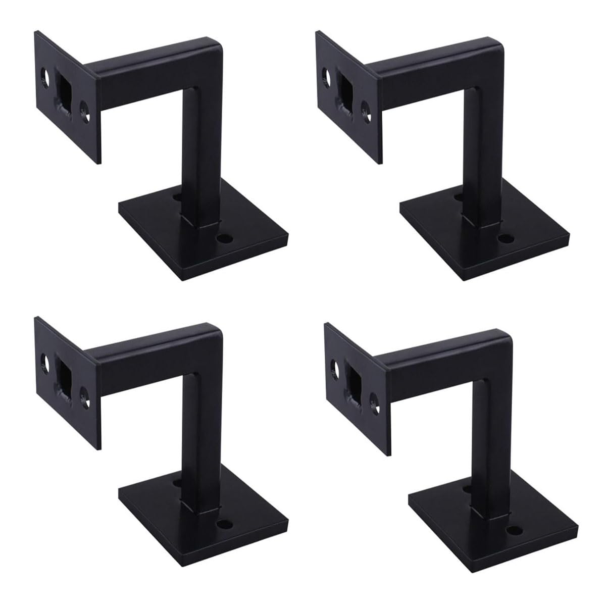YUETTYY 4PCS Heavy Duty Stainless Steel Handrail Brackets, Black Square Stair Handrail Bracket Bannister Wall Support Hand Rail Balustrade for Staircase Stair Railing