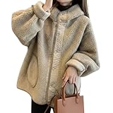 [link bleu] リンクブルー ライト アウター フード 付き コート フェイク ファー ボア ジャケット 秋 冬 もこもこ レディース (XL, キャメル)