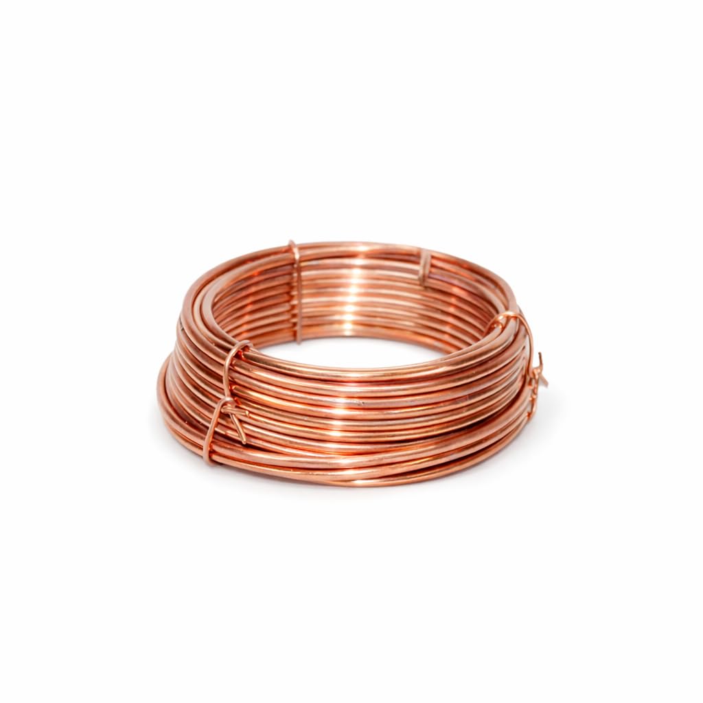 Johnson Tools 14 Gauge Bare Copper Wire (2.30 mm) - Pure Shiny Copper Wire for Jewellery Making, Crafts, Earthing & Hobby Projects (5.15 Meter, 150gm)