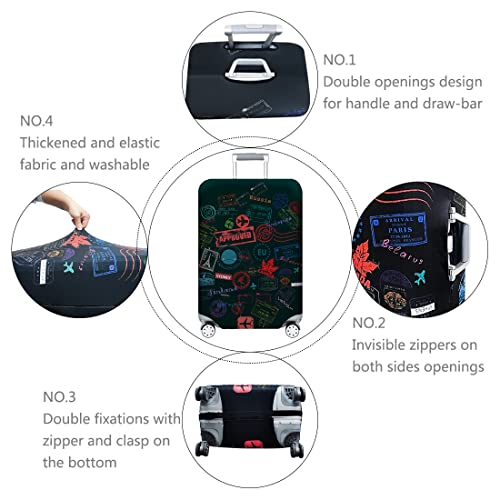 fancyfree Thickened Luggage Cover18/24/28/32 Inch High Elastic Travel Suitcase Sleeve Spandex Protective Cover (World Travl, L(25'-28" luggage))4