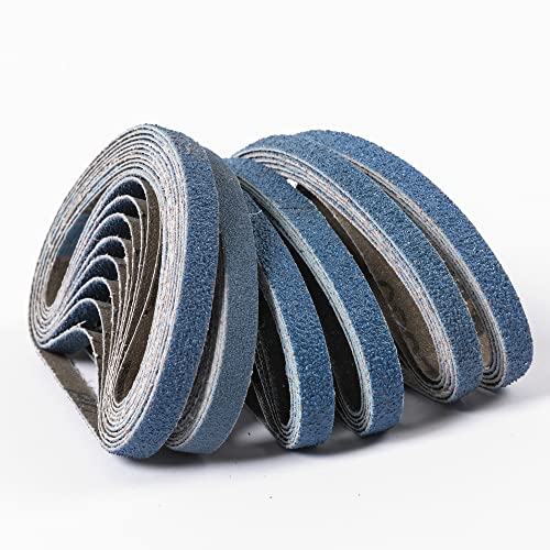Image of 3 /8 x 13 Inch Zirconia Sanding Belts, 40PCS Assorted Grits (#40 /#60 /#80 /#120), for Metal Polishing, Rust Removal, and Woodworking