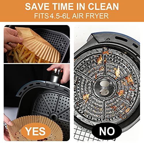 AiQInu Papel Pergamino Redondas Freidora Aire, 100 Piezas Forro de Papel Desechable, Papel de Aceite Silicona Antiadherente para Hornear Asar Horno y Microondas, Backpapier - imagen 3